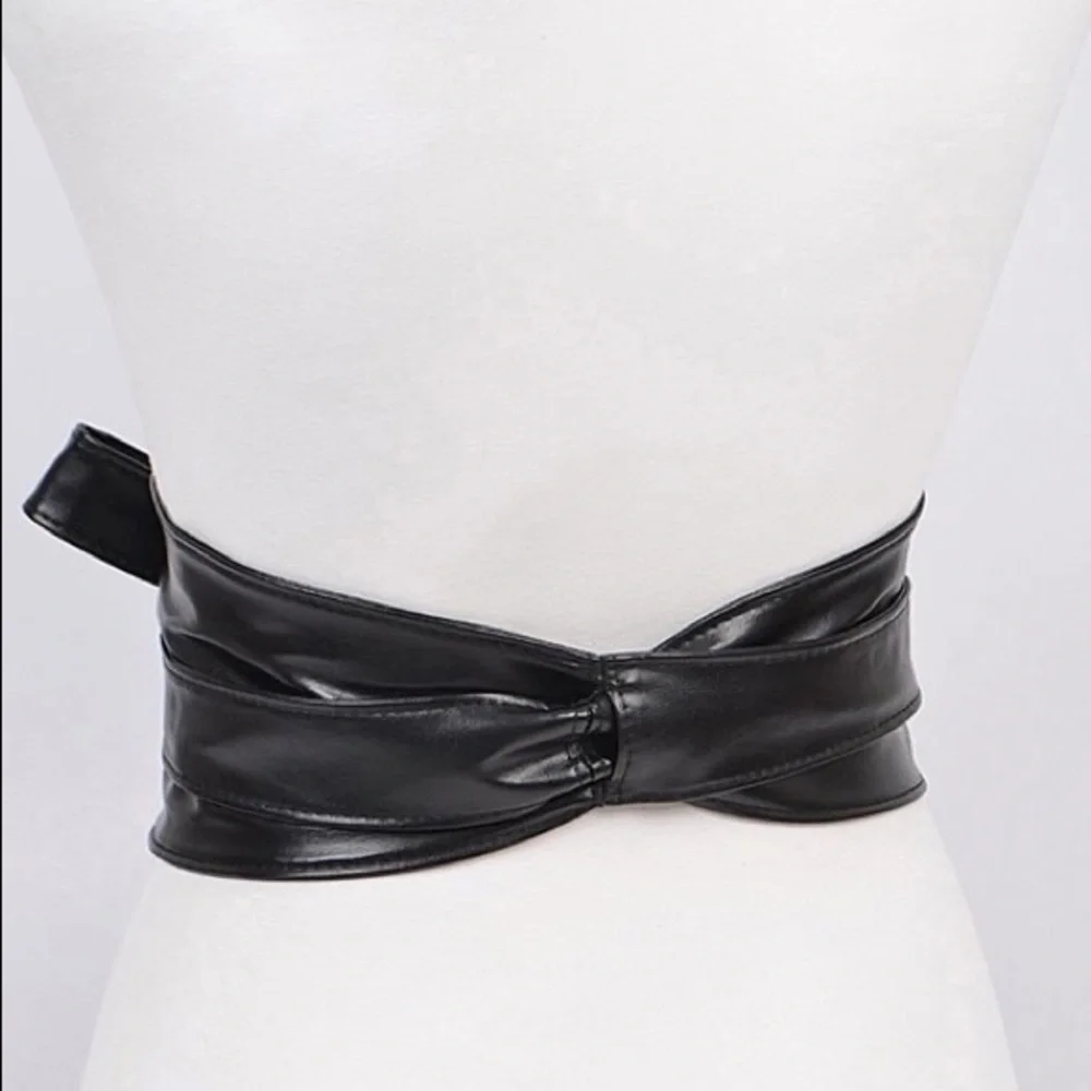 Vegan Leather Obi Adjustable Waist Statement Belt